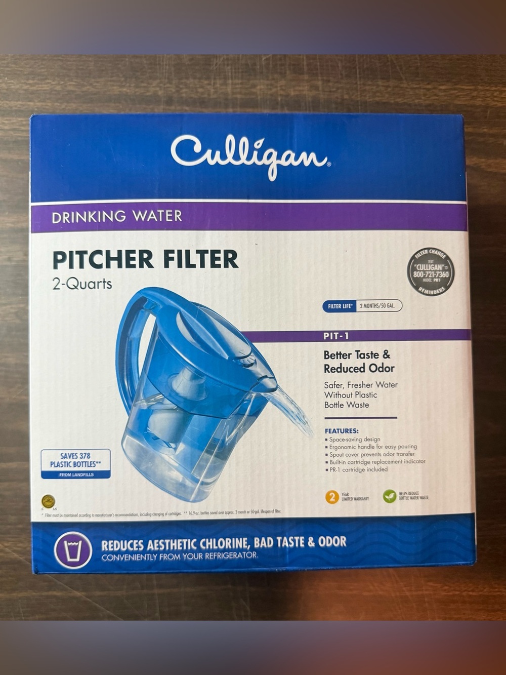New Culligan PIT-1 Drinking Water Filter Pitcher 2 Quarts Includes Filter NIB